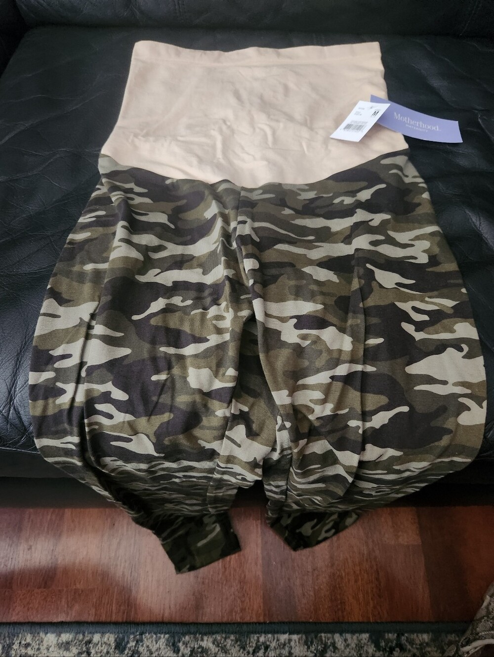 Motherhood Maternity Camo Harem Pants with Beige Waistband